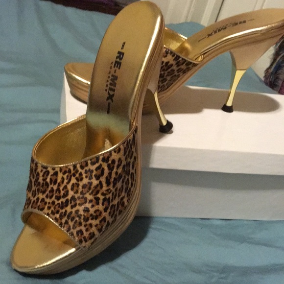 Re-Mix/Polly’s of Hollywood Leopard Print Size 8 Stiletto Slides - Picture 5 of 7
